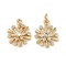 Brass Micro Pave Cubic Zirconia Charms, with Jump Ring, Lead Free & Cadmium Free, Long-Lasting Plated, Rack Plating, Real 18K Gold Plated, Snowflake, 12x10x2mm, Hole: 2mm