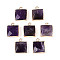 Natural Amethyst Faceted Pendants, Brass Square Charms, Golden, 18x14~15x6~6.5mm, Hole: 1.8mm