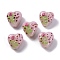 Handmade Lampwork Beads, Heart with Flower, Pearl Pink, 18.5x18x8.5mm, Hole: 2.5mm