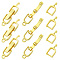 10Pcs Rack Plating Brass Fold Over Clasps, Long-Lasting Plated, Lead Free & Cadmium Free, Rectangle, Real 18K Gold Plated, 22x6~7x4mm, Hole: 1.4~1.6mm