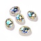 Rainbow Iridescent Plating Acrylic Cabochons, Glitter Cabochons, Oval, White, 22x16.5x8mm