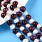 Dyed Natural Garnet Round & Natural Cultured Freshwater Pearl Grooved Potato Beads Strands, 8~9mm, Hole: 1.2mm, Pearl: 6~8x6~10mm, Hole: 0.7mm, about 27pcs/strand, 7.87~8.07 inch(20~20.5cm)