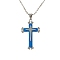 Cross Alloy Pendant Necklaces for Men, Blue, 21.65~23.62 inch(55~60cm)