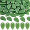 120Pcs Handmade Lampwork Pendants, Leaf, Green, 18x11x3.5mm, Hole: 1.2mm