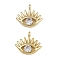Brass Micro Pave Cubic Zirconia Pendants, Evil Eye Charms, Rack Plating, Long-Lasting Plated, Cadmium Free & Lead Free, Real 18K Gold Plated, 9x10x2mm, Hole: 1mm