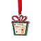 Christmas Themed Sublimation Blank Alloy Pendant Decorations, Alloy Blank Photo Picture Pendant, with Polyester Ribbon, Box, 52x46.5x2.2mm, Hole: 3.3mm, Tray: 25x30mm