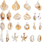 Acrylic Pendants, Shell Shape Charm, Mixed Color, 18~37x10~30x6~19mm, Hole: 1.5~2.3mm, 4pcs/style