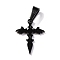 304 Stainless Steel Pendants, Cross, Electrophoresis Black, 19.5x15.5x1.2mm, Hole: 3.5x7mm