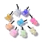 Luminous Translucent Resin Pendants, with Platinum Tone Iron Loops, ABS Imitation Pearl, Glow in the Dark Bear Cup Charm, Mixed Color, 21x13.5x11mm, Hole: 1.8mm
