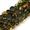 Electroplate Transparent Glass Beads Strands, with Golden Plated Edge, Faceted Flat Round, Olive Drab, 4x2.5mm, Hole: 1mm, about 70pcs/strand, 20.87 inch(53cm)