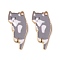 Alloy Enamel Pendants, Golden, Cat, Dark Gray, 25x13x1mm, Hole: 1.4mm
