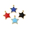 304 Stainless Steel Enamel Charms, Star Charm, Golden, Mixed Color, 14.5x13x1.4mm, Hole: 1mm