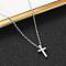 Non-Tarnish 304 Stainless Steel Pendant Necklaces, with Cable Chains, Cross, Stainless Steel Color, 17.7 inch(45cm), Pendant: 15x8x3mm