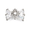 Brass Pave Cubic Zirconia Charms, Cadmium Free & Nickel Free & Lead Free, Bowknot, Platinum, 9x15x6.5mm, Hole: 1mm