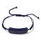 Curved Rectangle Natural Lapis Lazuli Adjustable Nylon Cord Braided Bead Bracelets for Women Men, Inner Diameter: 1-1/4~3-1/8 inch(3.2~8cm)
