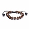 8mm Round Natural Tiger Eye Braided Beads Bracelet, Stone Bracelet for Men Women, Black, Inner Diameter: 2-1/8~3-1/2 inch(5.3~8.8cm), Beads: 8~8.5mm