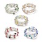 Glass Beads Five Loops Wrap Bracelets, Brass Bead Bracelet for Women, Mixed Color, Inner Diameter: 2 inch(5cm)