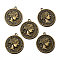 Tibetan Style Alloy Pendants, Lead Free and Cadmium Free, Flat Round, Antique Bronze Color, about 40mm long, 35mm wide, 2mm thick, hole: 2mm