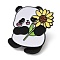 Panda Theme Enamel Pins, Alloy Lapel Pin Backs for Backpack Clothes, Panda Theme Enamel Pins, Alloy Lapel Pin Backs for Backpack Clothes, Panda with Sunflower, Wheat, 34.5x28.5mm
