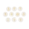 10Pcs 10 Styles Natural Quartz Crystal Cabochons, Flat Round with Gold Stamping Pattern, 18~18.5x4.5~6mm, 1pc/style