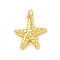 Brass Pendants, Cadmium Free & Nickel Free & Lead Free, Starfish Charms, with Jump Ring, Real 18K Gold Plated, 20x17.5x3.5mm, Hole: 3mm