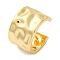 Rack Plating Brass Open Cuff Rings, Hammered Wide Band Rings for Women, Lead Free & Cadmium Free, Long-Lasting Plated, Real 18K Gold Plated, 14.5mm