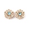 Rack Plating Brass Micro Pave Cubic Zirconia Beads, Long-Lasting Plated, Lead Free & Cadmium Free, Real 14K Gold Plated, Flower, Light Sky Blue, 11x12x7mm, Hole: 1.6~1.8mm