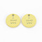 Spray Painted Alloy Charms for Valentine's Day, Cadmium Free & Lead Free, Flat Round with Phrase I Love You, Yellow, 13x13x1.5mm, Hole: 1.6mm