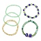 5Pcs 5 Style Natural Banded Agate & Lampwork Evil Eye & Seed Beaded Stretch Bracelets Set, Stackable Bracelets, Inner Diameter: 2~2-3/8 inch(5.5~6cm), 1Pc/style