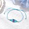 Adjustable Nylon Cord Braided Beads Bracelets, Lampwork Evil Eye Bead Bracelets for Women, with Glass Seed Beads, Light Sky Blue, Inner Diameter: 3-3/8 inch(8.5cm)