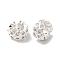 Long-Lasting Plated Brass Micro Pave Clear Cubic Zirconia Beads, Flower, Large Hole Bead, Silver, 7.9x4.3mm, Hole: 4.1mm