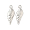 Alloy Pendants, Conch Shape, Platinum, 23x8x3.5mm, Hole: 1.7mm