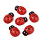 Natural Spray Painted Self-adhesive Cabochons, Beetle, Red, 24~24.5x17~17.5x9~10mm