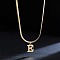 316 Surgical Stainless Steel Initial Pendant Flat Snake Chain Necklaces for Women, Golden, Letter E, 15.75 inch(40cm)