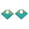 Spray Painted Iron Pendants, Diamond Shaped, Dark Cyan, 40x46.5x2mm, Hole: 10.5x14.5mm
