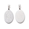 Non-Tarnish Fashionable 304 Stainless Steel Pendants, Flat Oval with Virgin Mary/Our Lady of Guadalupe, Stainless Steel Color, 21x13x1.5mm, Hole: 4x6mm