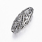 Tibetan Style Alloy Beads, Hollow, Oval, Antique Silver, 25.5x10.5mm, Hole: 2mm