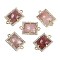 Natural Strawberry Quartz Faceted Rectangle Links, Rack Plating Brass Micro Pave Clear Cubic Zirconia Connector Charms, Golden, 11.5x18x4.5mm, Hole: 1.4mm