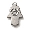 304 Stainless Steel Pendant Cabochon Settings, Palm, Antique Silver, Tray: 2.5x3.5mm, 19.5x12.5x1.8mm, Hole: 1.8mm