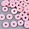Handmade Polymer Clay Beads, for DIY Jewelry Crafts Supplies, Disc/Flat Round, Heishi Beads, Pearl Pink, 4x1mm, Hole: 1mm, about 55000pcs/1000g