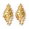 304 Stainless Steel Big Pendants, Shell Shape Charms, with ABS Plastic Pearl, PVD Vacuum Plating, Real 18K Gold Plated, 57x29.5x7.5mm, Hole: 1.6mm