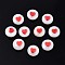 Natural Freshwater Shell Beads, with Enamel, Flat Round with Heart, Red, 8x4.5mm, Hole: 0.6mm