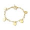 Golden 304 Stainless Steel Charm Bracelets with Brass Paperclip Chains, Heart, 7-1/2~7-5/8 inch(19.2~19.3cm)