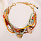 Bohemian Handmade Resin & Aluminium Chain & Wood Beaded Multi Layered Heart Pendant Necklaces for Women, Golden, Colorful, 16.14 inch(41cm)