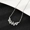 201 Stainless Steel Number 444 with Butterfly Wings Pendant Necklaces, Non-Tarnish, Stainless Steel Color, 18.82 inch(47.8cm)