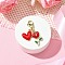 Valentine's Day Rose Heart Alloy Enamel Pendant Decoration, Lobster Claw Clasps Charms for Bag Ornaments, Red, 40mm