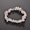 Chips Gemstone Beaded Stretch Bracelets, Rose Quartz, 50mm