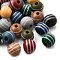 Printed Schima Wood Beads, Round with Stripe, Mixed Color, 10mm, Hole: 2.5mm