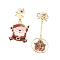 Christmas Alloy Enamel Dangle Stud Earrings, Santa Claus & Christmas Tree, Golden, 42~49x20~22mm
