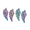 Rainbow Color Alloy Pendants, with Rhinestone, Cadmium Free & Lead Free, Wing, 43.5x17x3mm, Hole: 1.8mm
